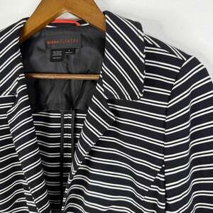 Nina McLemore Blazer Black Striped Womens 8 Open Front Jacket Career